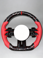 Volant en fibre de carbone forgée avec cuir rouge compatible Mercedes Benz Classe E W213, modification et amélioration de l'intérieur sport racing pour voiture
