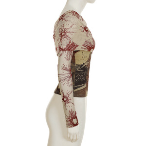 Atasan lengan panjang wanita modis <span class=keywords><strong>Floral</strong></span> dengan atasan wanita motif bunga merah yang kompleks blus wanita kemeja wanita kasual - Product Image 5