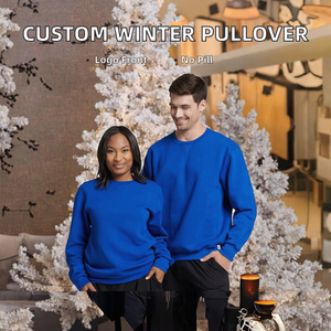 Sweat-shirts décontractés d'hiver pour hommes, taille personnalisée, col rond, tissu polaire contrasté, anti-boulochage, 300g polyester/coton - Product Image 2