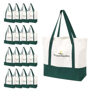 Sac fourre-tout en toile color block avec logo personnalisé et poignée contrastante pour le sport, la plage, ou comme cadeau promotionnel - Product Image 3