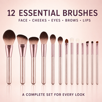 Lot de 13 pinceaux de maquillage professionnels pour les yeux et le visage, poils synthétiques doux, avec pochette de rangement violette