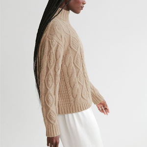 Женская одежда, Модный стильный свитер, классический вязаный пуловер на молнии из шерсти мериноса с 39% альпаки, пуловер для женщин - Product Image 3