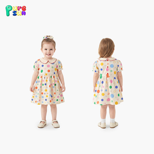 かわいい水玉模様のドレス、小さな女の子向け、卸売カスタムメイドの女の子用衣料、夏用ポリエステル/コットン女の子用ドレス - Product Image 1