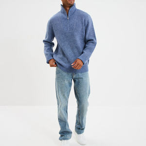 Cárdigan de Invierno para Hombre, con Cuello Camionero, Rayas Acanaladas, Cierre de Cremallera, Construcción Transpirable, Ideal para Combinar con Otras Prendas - Product Image 5