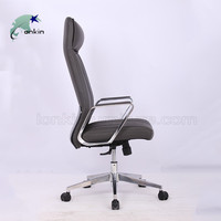 Fauteuil de direction gris avec garantie, fauteuil de bureau ergonomique contemporain pivotant avec inclinaison synchronisée et vérin à gaz