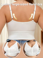 Soutien-gorge sans armatures à fermeture avant pour femme, en dentelle, couvrant entièrement la poitrine, grande taille, lingerie confortable avec bande latérale large pour un maintien optimal, personnalisable
