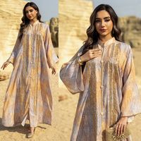 Robe Abaya à manches longues et col montant brodée ethnique en polyester pour femmes arabes du Moyen-Orient, modèle AB478 ODM, taille XXL