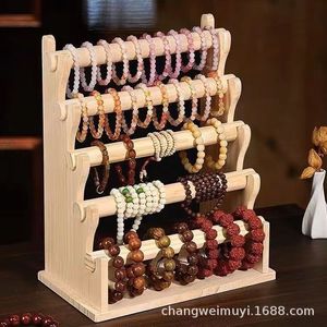 Solid Wood Bracelet Rack 4 Tier Jewelry Display <b>Stand</b> For Hair Ties Beads Storage Organizer - Product Image 2