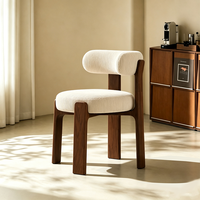 Chaise de salle à manger en bois massif, design mi-siècle, tissu imperméable et écologique, style moderne minimaliste français