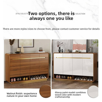 Meuble à chaussures moderne en bois massif blanc laqué, structure en noyer, design modulaire rotatif et réglable pour l'entrée et le couloir