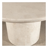 Table basse de luxe en marbre européen SH STONE, en pierre calcaire blanche personnalisée pour salon, table basse moderne avec finition de surface polie