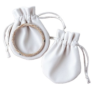 Creamy White Drawstring <b>Gift</b> <b>Bag</b> <b>Luxury</b> Velvet Jewelry Pouch Customizable Color & Logo for Brand Packaging & <b>Gift</b> Giving - Product Image 1