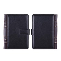 Classeur A5 en gros noir, cahier à logo d'entreprise, cahier à 6 anneaux en cuir marron à couverture rigide A5 A6