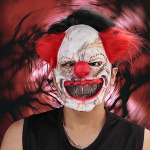 Maschera da Clown con Viso Screpolato per Halloween, Capelli Rossi, in Lattice, per Cosplay Horror, Decorazione per Feste di Carnevale, Maschera Demoniaca con Denti Spaventosi - Product Image 2
