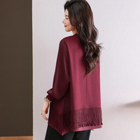 Blusa de punto para mujer al por mayor con diseño de dos piezas falsas, manga larga, ajuste holgado, para uso diario en la oficina