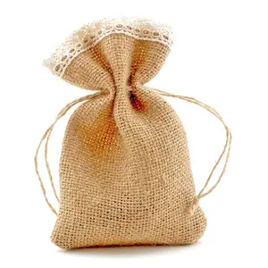 黄麻麻布拉绳袋礼品袋黄麻袋包装圣诞派对婚礼饰品小袋