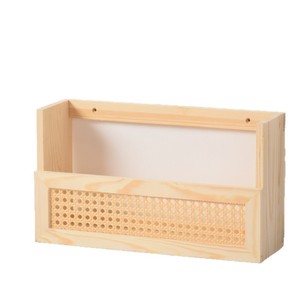 Étagère murale en rotin et bois massif, organiseur de magazines, fabrication artisanale, origine Shandong - Product Image 3