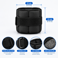 Poids de sport en polyester pour poignets et chevilles, remplissage de sable de fer, double couture, fermeture éclair anti-fuite, unisexe, 500g, réglables pour la course à pied