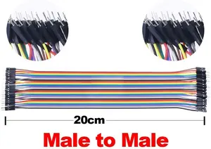 2.54mm Gold Plated Pin Dupont Wire Jumper Cable 8inch Soft Flexible Silicone Test Leads For Electrical Testing 6 Colors