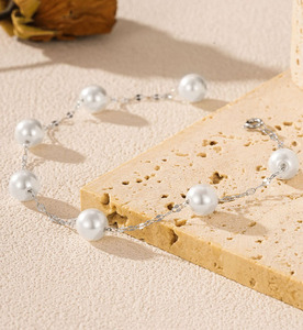 S925 Silver Freshwater Pearl Chain <b>Bracelet</b> Classic Women's Everyday Wear <b>Adjustable</b> Link <b>Bracelet</b> - Product Image 5
