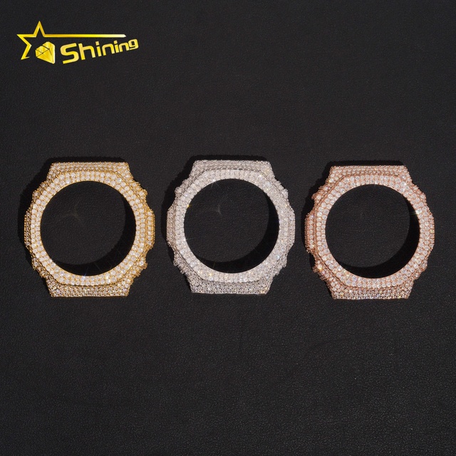 Hip Hop Style Iced Out Luxury Watch Parts 925 Sterling Silver GA2100 Moissanite Bezel Watch Case