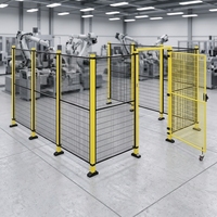 Grillage en acier thermolaqué jaune et noir, modulaire, facile à installer, pour la protection des machines industrielles, clôture de sécurité pour robots