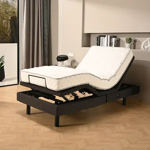 Tecforcare USA Warehouse Adjustable King Size Bed Metal Electric Adjustable Bed With Massage Apartment Single Bed Frame