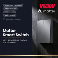 Interrupteur intelligent WiFi Matter 86x86mm 10A AC90-250V 1/2/3 voies, norme EU/UK, certifié CE, compatible avec Alexa, HomeKit, Google Home