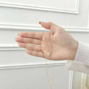 Colliers pendentifs en forme de cœur Dylam Delicate Fashion Jewelry, bijoux en argent 925 plaqué or 18 carats, chaîne à perles, zircone 5A, pour cadeaux - Product Image 5