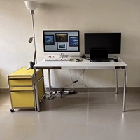 Table à manger/bureau moderne minimaliste en acier inoxydable avec plateau en bois pour réunions d'affaires, salon, salle à manger, bureau, cuisine