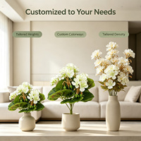 Branche florale de bégonia vert soyeux à faible MOQ, 25 cm, pour décorations funéraires et de remise de diplômes, arrangement de cercueil et de tombe