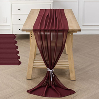 Drapeau de table de mariage en mousseline de soie rouge semi-transparent personnalisé, décoration de fête à domicile, rectangulaire, couleur lavable, nappe douce