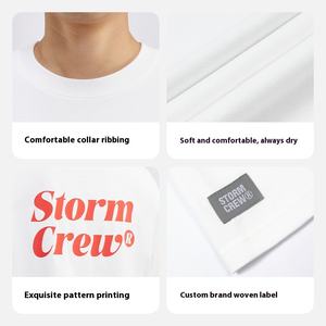 تي شيرت قطني من STORMCREW للربيع والصيف بنمط زهور صلبة فضفاض برقبة دائرية للرجال والنساء قماش جيرسي - Product Image 3