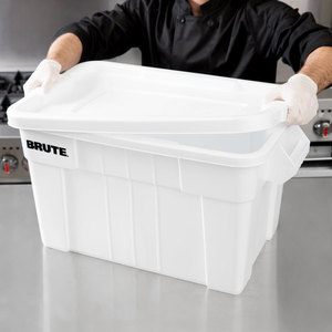 Rubbermaid Brute 20 Gal NSF Boîte de transport empilable <span class=keywords><strong>en</strong></span> plastique grise pour service de stockage des aliments Fourre-tout <span class=keywords><strong>en</strong></span> plastique avec couvercle - Product Image 4