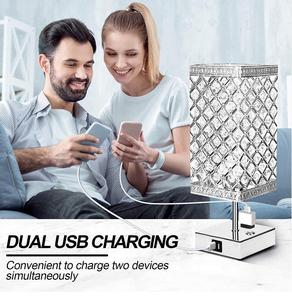 Luxury Crystal <b>Bedside</b> Table <b>Lamp</b> <b>with</b> 2 <b>USB</b> Ports Brass Base LED Eco-Friendly Modern Design for Living Room Home Decor - Product Image 2