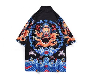 Fashion <strong>Men</strong> <strong>Kimono</strong> Cardigan Chiffon Dragon <strong>Jacket</strong> Casual Wholesale - Product Image 1