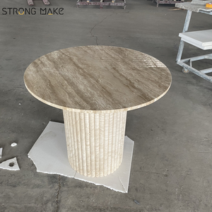 Phật Sơn Trắng nhà bếp Dinning keukentafel travertine nhà hàng chống cháy lớn travertine đá bảng <span class=keywords><strong>Top</strong></span> vòng bàn ăn - Product Image 5