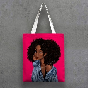 Thân Thiện Với Môi Phi Mỹ Cô Gái Sơn Trên Thời Trang Biểu Tượng Tùy Chỉnh Phim Hoạt Hình Thiết Kế Với Xử Lý Tính Năng Vải Mua Sắm Tote Túi - Product Image 5