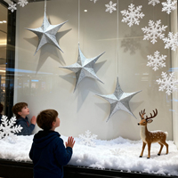 Faltbarer Handgefertigter Samt- & Metall-Glitzer-Stern Weihnachts-Hängedekoration 40/65/80cm Hochwertige Deckendekoration