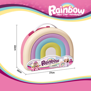 Juego de simulación 2 en 1 de tienda de postres arcoíris con bolsa de almacenamiento y accesorios de comida completos para juego de rol infantil - Product Image 6
