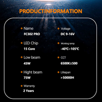 Phares LED AKE – Vente en gros usine – Lentille de projecteur Bi-LED 3 pouces 75W 6500K à double faisceau (phares de croisement et de route)