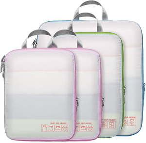 Cubos de Embalaje de Compresión Plegables y Portátiles para Viaje, Cierre de Cremallera, Diseño de Letras, Alta Calidad, Ligeros, Duraderos, de Poliéster - Product Image 1