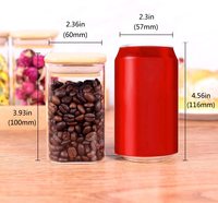 Meilleure vente pot en verre rond couvercle en bois cuillère en bambou anneau scellé stockage pour café épices Condiments divers Styles Options de couverture