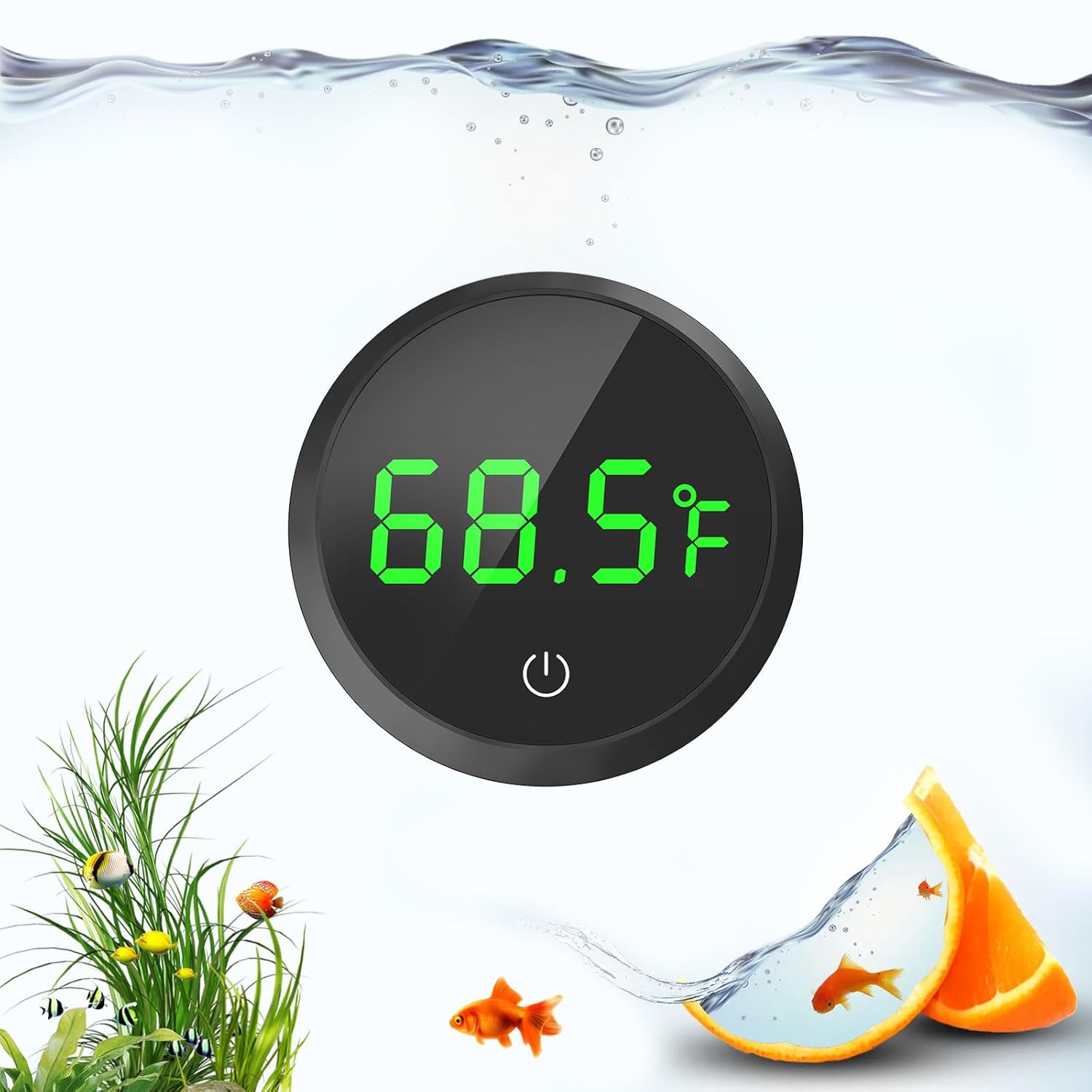 Aquariumthermometer, digitale aquariumthermometer, hoge precisie, thermometer voor aquarium met led-digitaal display, touchscreen, maritieme thermometer, waterthermometer voor zoet water, zeewater