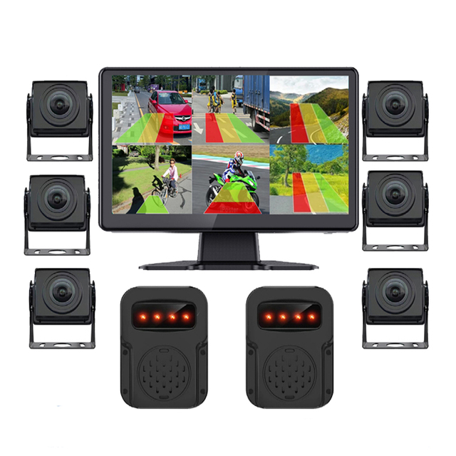 10 Inch IPS Screen Truck Monitor 6-Way Bus Monitoring System AI ADAS Reverse Camera BSD Blind Spot Car Reversing Aid AHD
