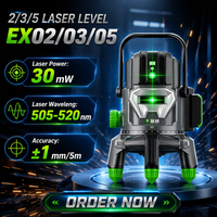 Niveau laser vert industriel 2, 3 ou 5 fils, outil de nivellement à batterie lithium-ion, pour la décoration et la construction