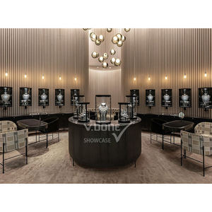 <span class=keywords><strong>Vitrine</strong></span> ronde en verre pour bijoux de luxe avec éclairage LED pour boutique - Product Image 1