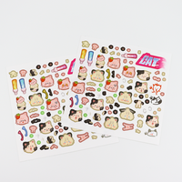 Feuille d'autocollants personnalisés en vinyle, style anime, dessin animé, kawaii, avec impression UV pour la décoration créative de carnets et agendas