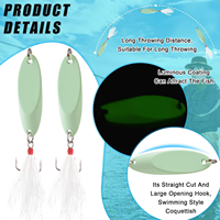 Señuelos de Pesca Luminosos para Agua Salada, Cucharas de Pesca, Anzuelos Triples Metálicos, Señuelos para Trucha, Spinners Metálicos Duros para Salmón y Lubina