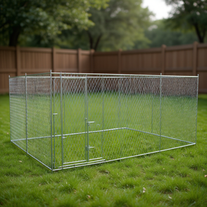 Enclos pour chien en acier galvanisé argenté, clôture carrée pour animaux de compagnie, grande clôture extérieure - Product Image 2